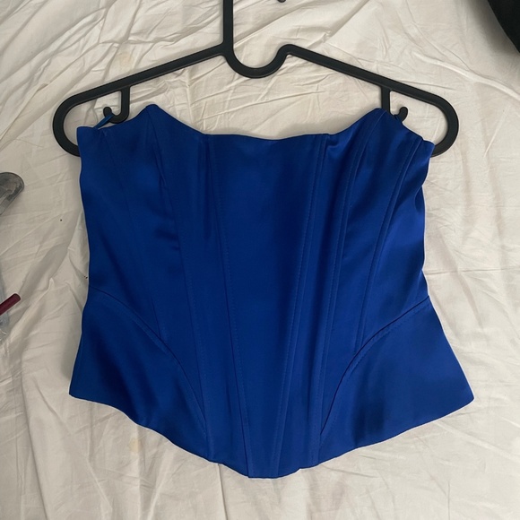 zara cobalt blue satin corset - Picture 2 of 4